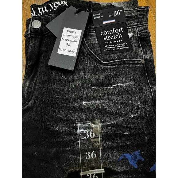 Si Tu Veux Marc Jeans Black Wash Superstack Mens Size 36 - Picture 5 of 5